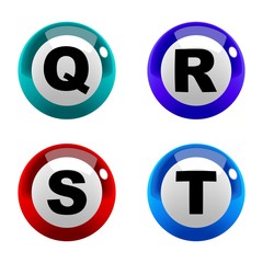 Wall Mural - A set of marbles font type, letter Q to T