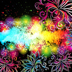 Aufkleber - Abstract floral background with oriental flowers.