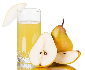 Fresh pear and fresh pear juice in a glass