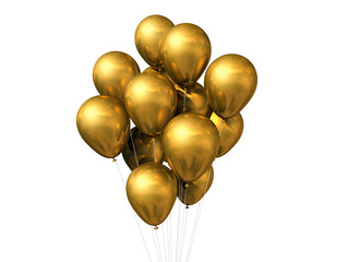 gold balloons isolated on white