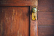 Door knob and keyhole made of brass