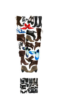 Font made of hundreds of shoes - Exclamation mark