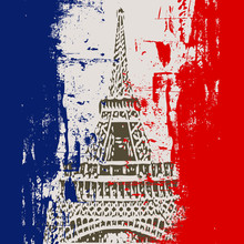 French Flag With Eiffel Tower Illustration