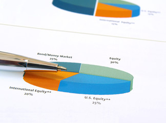 Fototapete - Pen on pie investment chart