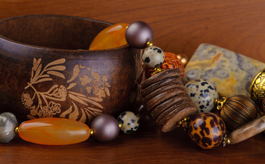 Wooden bracelet with necklace