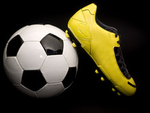Yellow Soccer Footwear And Ball