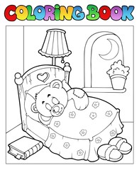 Canvas Print - Coloring book with teddy bear 1