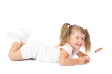 Little smiling girl with lollipop