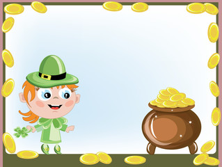 Wall Mural - Leprechaun with  gold pot