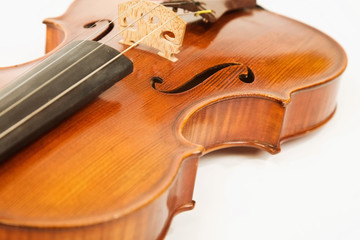 Wall Mural - Close-up of the violin over white