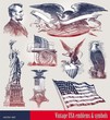 Vector set of american patriotic emblems & symbols