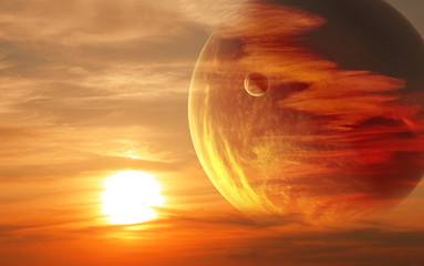 Canvas Print - sunset in alien planet