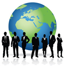 Wall Mural - business people on a world background