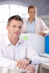 Poster - Portrait of middle-aged office worker smiling