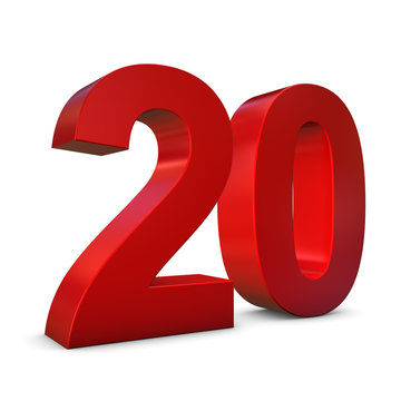 Chiffre 20 3d rouge