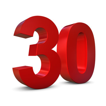Chiffre 30 3d rouge