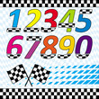 Racing theme design elements set & checkered background