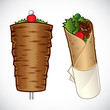 Vector illustration of döner kebab and a kebab roll