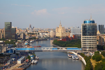 Wall Mural - Commerce and pedestrian bridge in Moscow