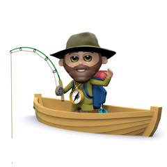 3d Explorer fishes from his boat