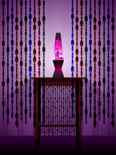 Lavalamp And Beaded Curtains