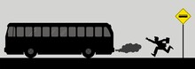 Vector Illusration Of A Man Chasing The Bus