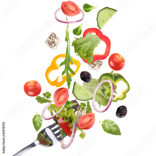 Naklejka na drzwi Falling fresh vegetable