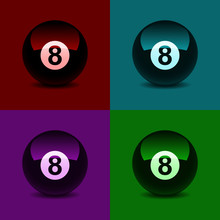 8 Ball, Colored Abstract Background. Vector Illustration.
