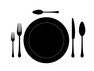 knife, fork and spoon