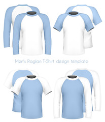 Wall Mural - Vector. Men's raglan t-shirt design template (front & back).