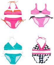 Set Of Four Vibrant Colored Bikini Bathing Suits