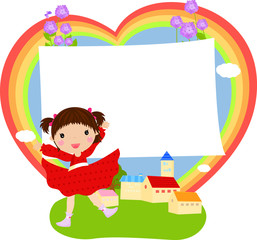 Wall Mural - happy girl and frame