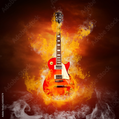 Plakaty Gitara  rockowa-gitara-w-plomieniach-ognia