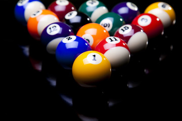 Wall Mural - Billiard balls isolated on black