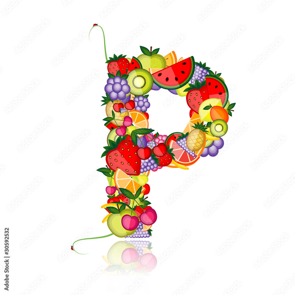 Fruit letter for your design. See others in my gallery - obrazy, fototapety, plakaty 