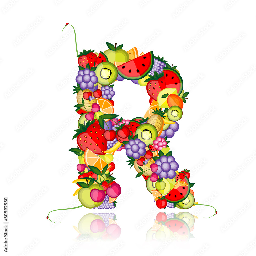 Fruit letter for your design. See others in my gallery - obrazy, fototapety, plakaty 
