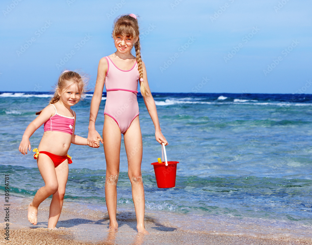 children beach nude Children playing on beach. の Stock フォト | Adobe Stock