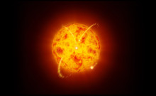 Computer Generated Sun Flare Activity With Solar Eruptions