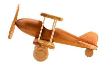 wooden toy airplane close up