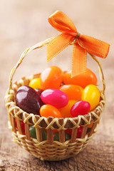 Poster - Colorful easter egg candy in basket