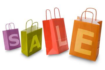 shopping bags with written sale