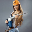 sexy young woman construction worker