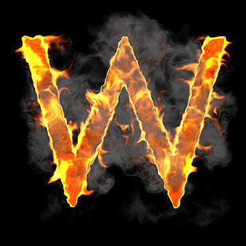 Burning and flame font W letter