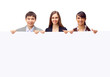 © yurolaitsalbert - group of business people holding a banner ad isolated
