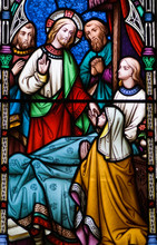 Jesus Healing Stained Glass Window