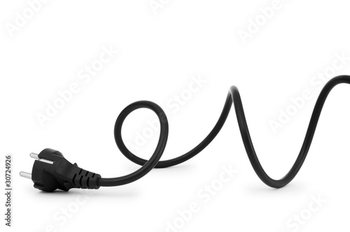 Fotografía Black electric cable isolated on white