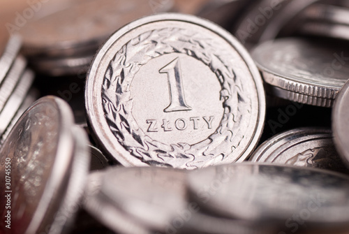 Fotografía Background made of Polish one Zloty coins