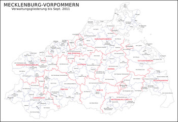  Mecklenburg-Vorpommern Verwaltungsgliederung bis Sept. 2011