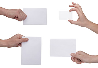 hand holding blank message note