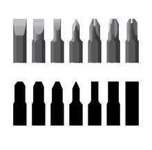 Screw-drivers Bit In Line Isolated - Illustration
